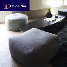 Contemporary pouf SOFTfabricleatherround