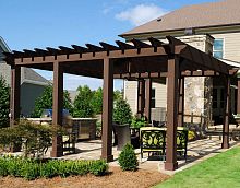 Self-supporting pergola ARMSTRONGwall-mountedWPCsustainable