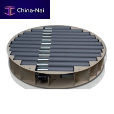 Motor-driven rotary table horizontalfor packaging lineswith roller conveyor