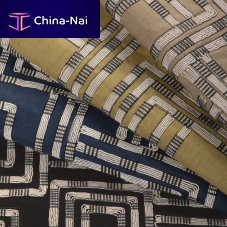 Curtain fabric CIRCUIT EMB geometric patterncottonlinen