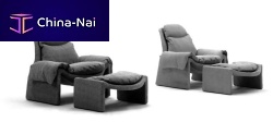 Contemporary armchair P 60leatherwith footrest