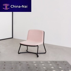 Contemporary fireside chair PATHfabricleatherlacquered steel