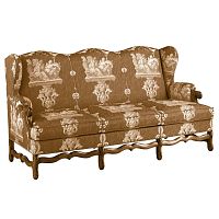 Louis XIII sofa CA1327fabricbrown3-seater