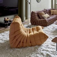 Contemporary fireside chair TOGOfabricleatherwith removable cover