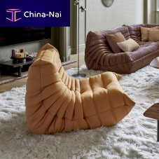 Contemporary fireside chair TOGOfabricleatherwith removable cover