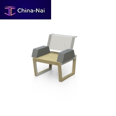 Contemporary urban armchair BARKA BA115Batyline®woodensteel