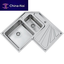 Double kitchen sink ANGOLARE 3308.STD - 3308 050with drainboardstainless steelovermount