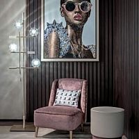 Floor lamp TRIS metalMurano glassleather