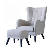 Traditional armchair HARRYfabricwith footrestwing