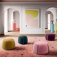 Contemporary pouf PRINCEfabricroundsquare