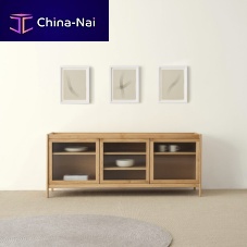 Contemporary sideboard Davenport oakplywoodtempered glass facing