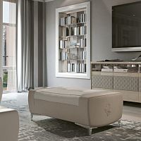 Contemporary ottoman JAZZfabricleatherupholstered