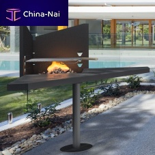 Wood-burning barbecue TANGRAMfloor-standingsteelstainless steel