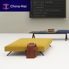 Contemporary ottoman KIIKfabricleatheraluminum