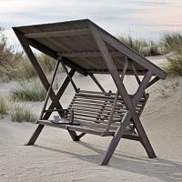 Oak garden swing seat self-supportingwith solar protection