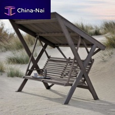 Oak garden swing seat self-supportingwith solar protection