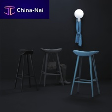Contemporary bar stool KYAleatherwooden baseupholstered