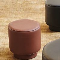 Contemporary pouf ELSAfabricleatherround