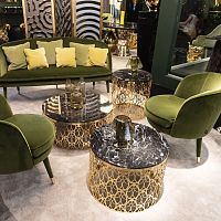 Contemporary coffee table CABARETmarblechromed metal baseround