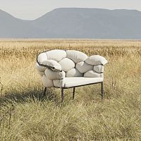 Contemporary armchair SERPENTINEfabriclacquered aluminumwith removable cover