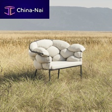 Contemporary armchair SERPENTINEfabriclacquered aluminumwith removable cover