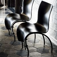 Contemporary chair 1 Skinindoorplywoodpowder-coated steel base