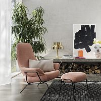 Contemporary lounge chair HAIfabricsteelwith footrest