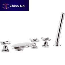 Double-handle shower mixer tap J4498 for bathtubdeck mountedchrome-plated brass