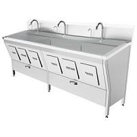 2-station surgical sink PLUSHINEstainless steelknee-operatedinfrared-operated