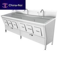 2-station surgical sink PLUSHINEstainless steelknee-operatedinfrared-operated
