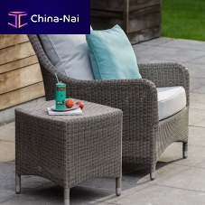 Contemporary side table VERAhigh-density polyethylene (HDPE)resin wickeraluminum base