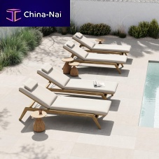 Contemporary sun lounger Sunrise Batyline®teakadjustable backrest