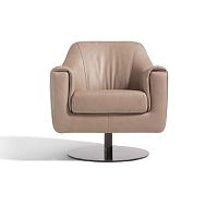 Contemporary armchair BELLAleatherstainless steelbrown