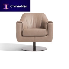 Contemporary armchair BELLAleatherstainless steelbrown