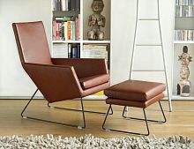 Contemporary armchair DONleatherwith footrestsled base