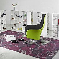 Contemporary armchair MARVINleatherfabricwith footrest