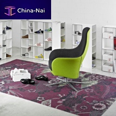 Contemporary armchair MARVINleatherfabricwith footrest