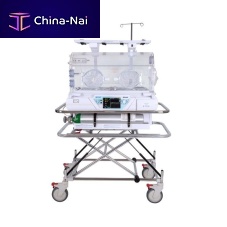 Neonatal transport incubator RWT Pluson casterswith monitorwith 4 operating windows