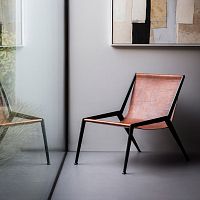 Contemporary fireside chair Berlinleathersteelbrown