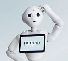 Autonomous reception robot Peppermobilewith touchscreen