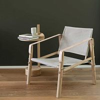Contemporary armchair NOMADcanvasleathernatural oak