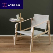 Contemporary armchair NOMADcanvasleathernatural oak