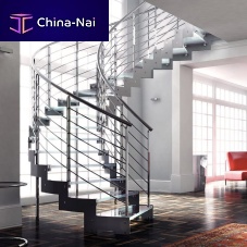 Circular staircase L20-2E-GVEglass stepmetal framecontemporary