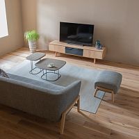 Contemporary ottoman TEN Livingfabricleatherrectangular