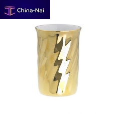 Commercial toothbrush holder PORCELAIN GOLD PLATED, WAVY