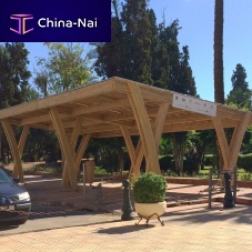Wooden carport commercialwith solar panel