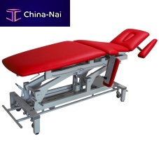 Electric massage table KINEZO EXPERTon casterswith adjustable height backrestwith armrests