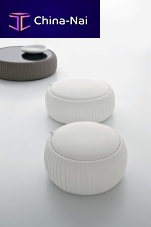 Contemporary pouf PLISSleatherwith storage compartment