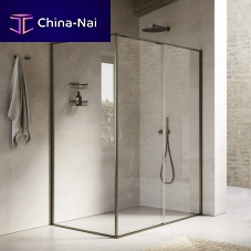 Walk-in shower cubicle INDISSIMAglassaluminumwith hinged door