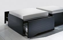 Contemporary pouf LESSfabricrectangularwith storage compartment
